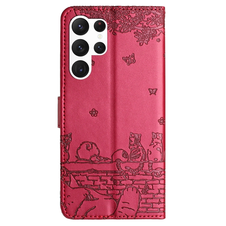 Custodia portafoglio in pelle con motivo gatto per Galaxy S23