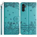 Custodia portafoglio in pelle con motivo gatto per Galaxy S23