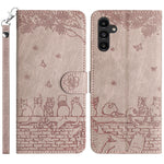 Custodia portafoglio in pelle con motivo gatto per Galaxy S23