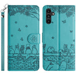 Custodia portafoglio in pelle con motivo gatto per Samsung Galaxy