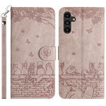 Custodia portafoglio in pelle con motivo gatto per Samsung Galaxy