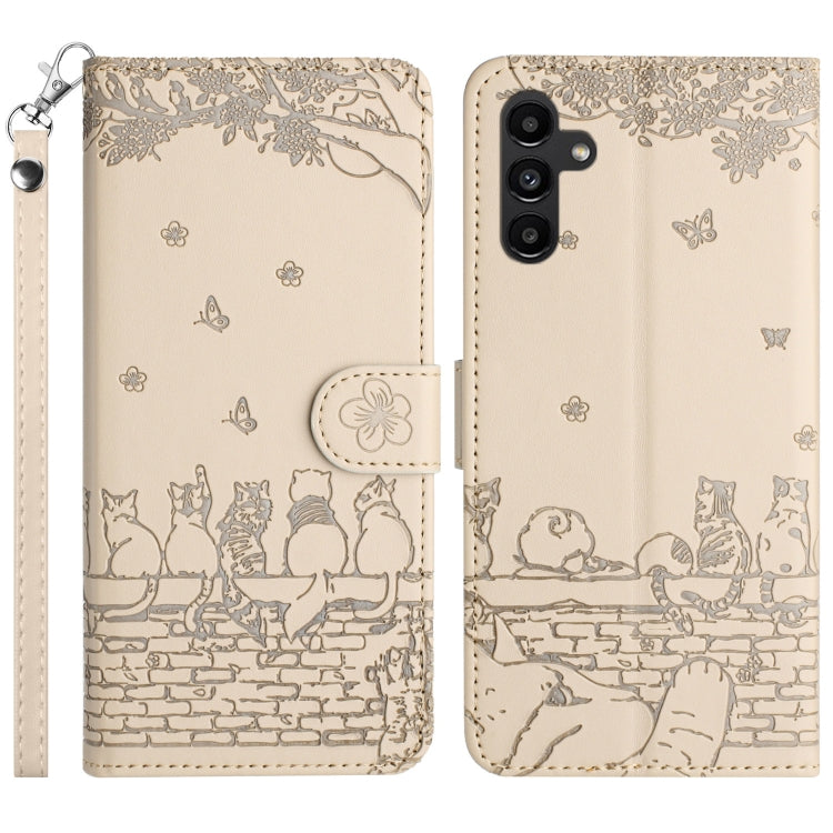 Custodia portafoglio in pelle con motivo gatto per Samsung Galaxy