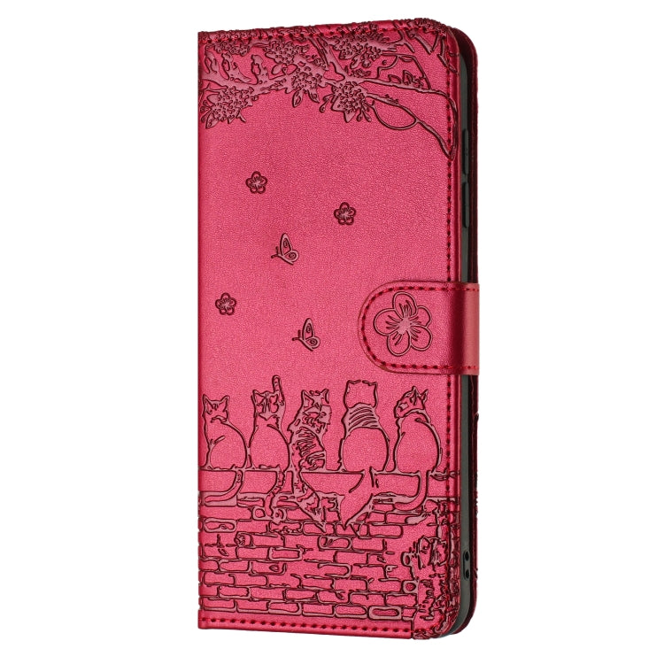 Custodia portafoglio in pelle con motivo gatto per Samsung Galaxy