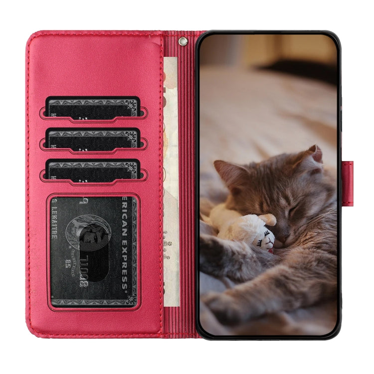 Custodia portafoglio in pelle con motivo gatto per Samsung Galaxy