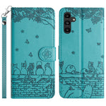 Custodia portafoglio in pelle con motivo gatto per Samsung Galaxy