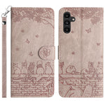 Custodia portafoglio in pelle con motivo gatto per Samsung Galaxy