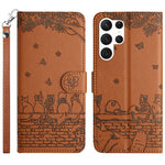 Custodia portafoglio in pelle con motivo gatto per Samsung Galaxy