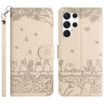 Custodia portafoglio in pelle con motivo gatto per Samsung Galaxy