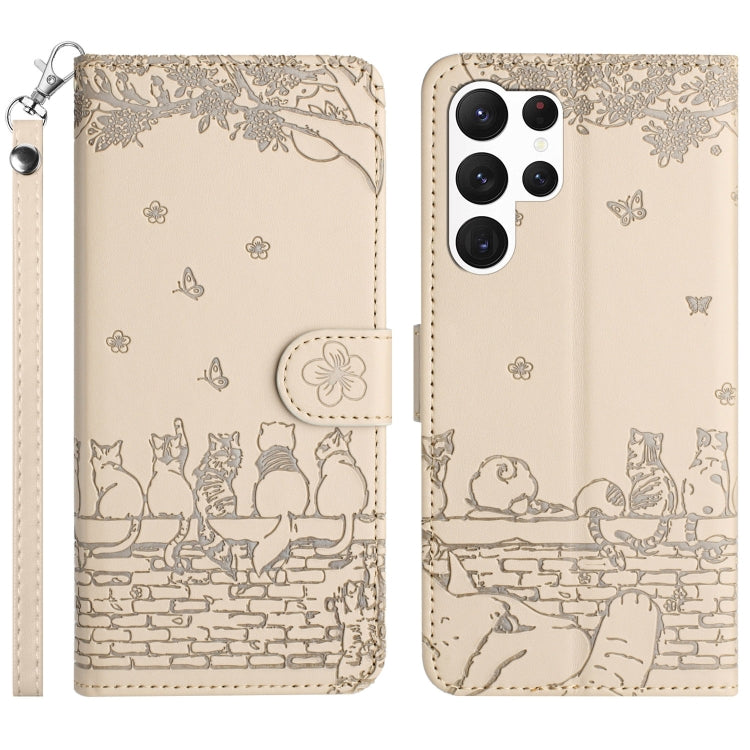 Custodia portafoglio in pelle con motivo gatto per Samsung Galaxy