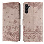 Custodia portafoglio in pelle con motivo gatto per Samsung Galaxy