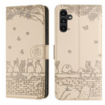 Custodia portafoglio in pelle con motivo gatto per Samsung Galaxy