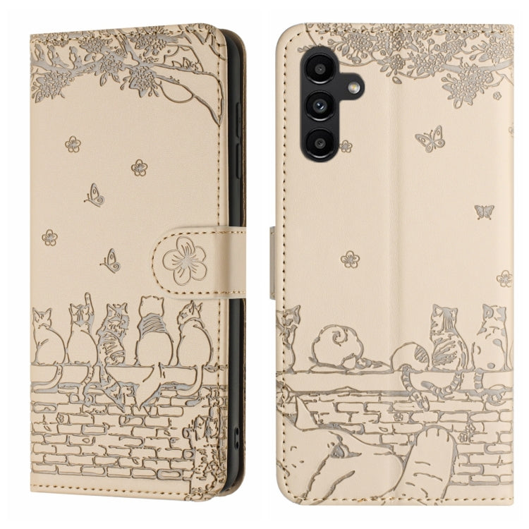 Custodia portafoglio in pelle con motivo gatto per Samsung Galaxy
