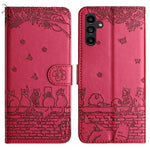 Custodia portafoglio in pelle con motivo gatto per Samsung Galaxy
