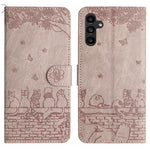 Custodia portafoglio in pelle con motivo gatto per Samsung Galaxy