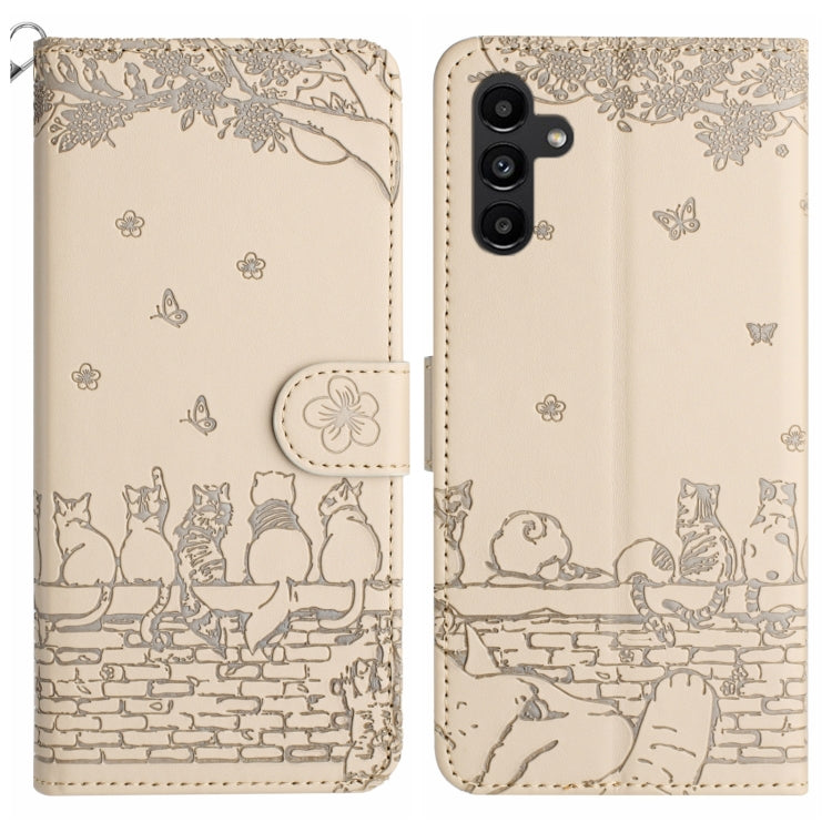 Custodia portafoglio in pelle con motivo gatto per Samsung Galaxy