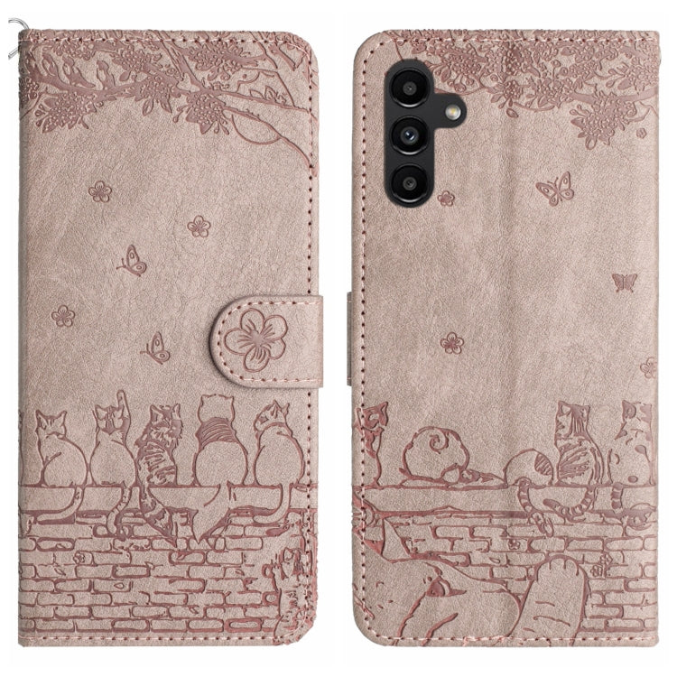 Custodia portafoglio in pelle con motivo gatto per Samsung Galaxy