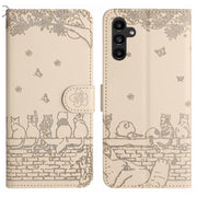 Custodia portafoglio in pelle con motivo gatto per Samsung Galaxy