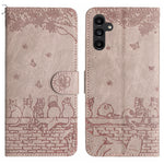 Custodia portafoglio in pelle con motivo gatto per Samsung Galaxy