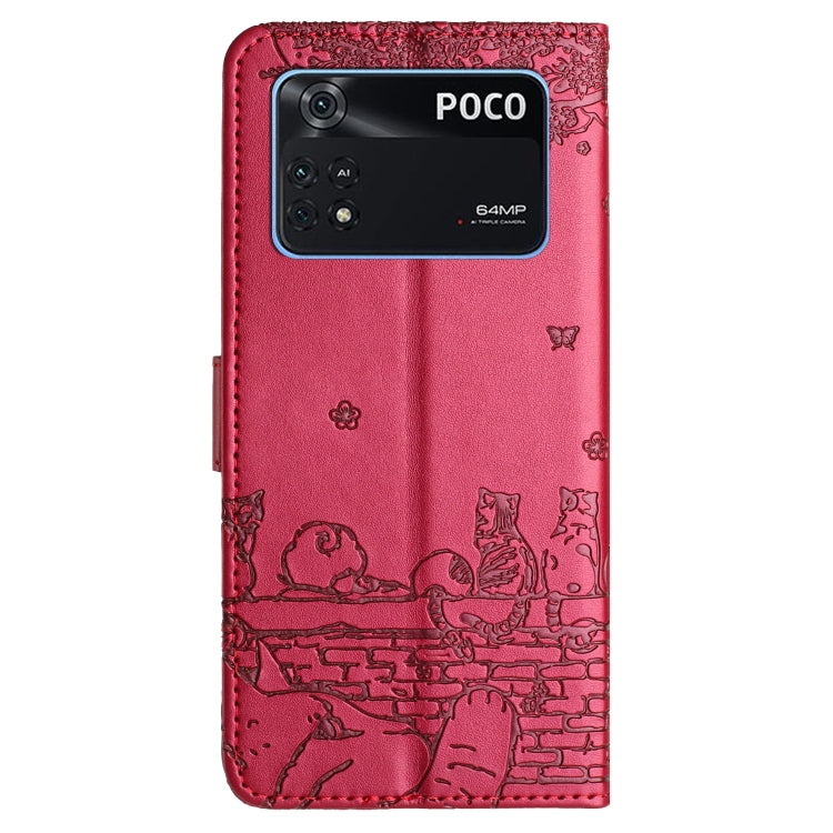 Custodia per telefono in pelle con motivo in rilievo di gatto con cordino, For Xiaomi Poco M4 Pro 4G, For Xiaomi Poco X4 Pro 5G