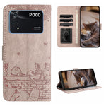 Custodia per telefono in pelle con motivo in rilievo di gatto con cordino, For Xiaomi Poco M4 Pro 4G, For Xiaomi Poco X4 Pro 5G