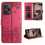 Custodia per telefono in pelle con motivo in rilievo di gatto con cordino, For Xiaomi Poco F5, For Xiaomi Poco F5 Pro, For Xiaomi Redmi Note 12 4G Global, For Xiaomi Redmi Note 12 Pro Speed