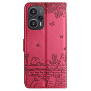 Custodia per telefono in pelle con motivo in rilievo di gatto con cordino, For Xiaomi Poco F5, For Xiaomi Poco F5 Pro, For Xiaomi Redmi Note 12 4G Global, For Xiaomi Redmi Note 12 Pro Speed