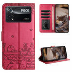 Custodia per telefono in pelle con motivo in rilievo di gatto con cordino, For Xiaomi Poco M4 Pro 4G, For Xiaomi Poco X4 Pro 5G