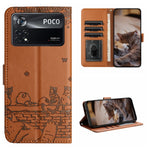 Custodia per telefono in pelle con motivo in rilievo di gatto con cordino, For Xiaomi Poco M4 Pro 4G, For Xiaomi Poco X4 Pro 5G