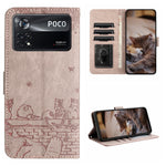 Custodia per telefono in pelle con motivo in rilievo di gatto con cordino, For Xiaomi Poco M4 Pro 4G, For Xiaomi Poco X4 Pro 5G