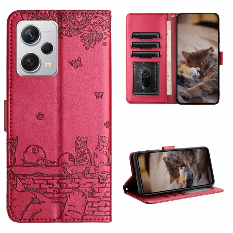 Custodia portafoglio in pelle con motivo gatto per Xiaomi