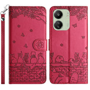 Custodia per telefono in pelle con motivo in rilievo di gatto con cordino, For Xiaomi Redmi 13C 4G/5G/13R 5G, For Xiaomi Redmi Note 13 5G, For Xiaomi Redmi Note 13 Pro+, For Xiaomi Redmi Note 13 Pro 5G
