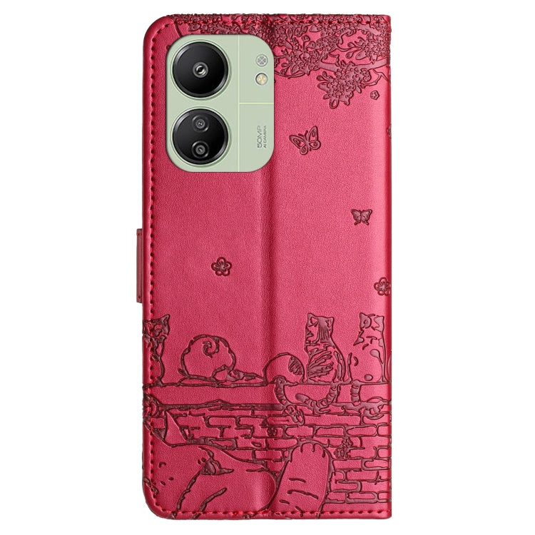 Custodia portafoglio in pelle con motivo gatto per Xiaomi