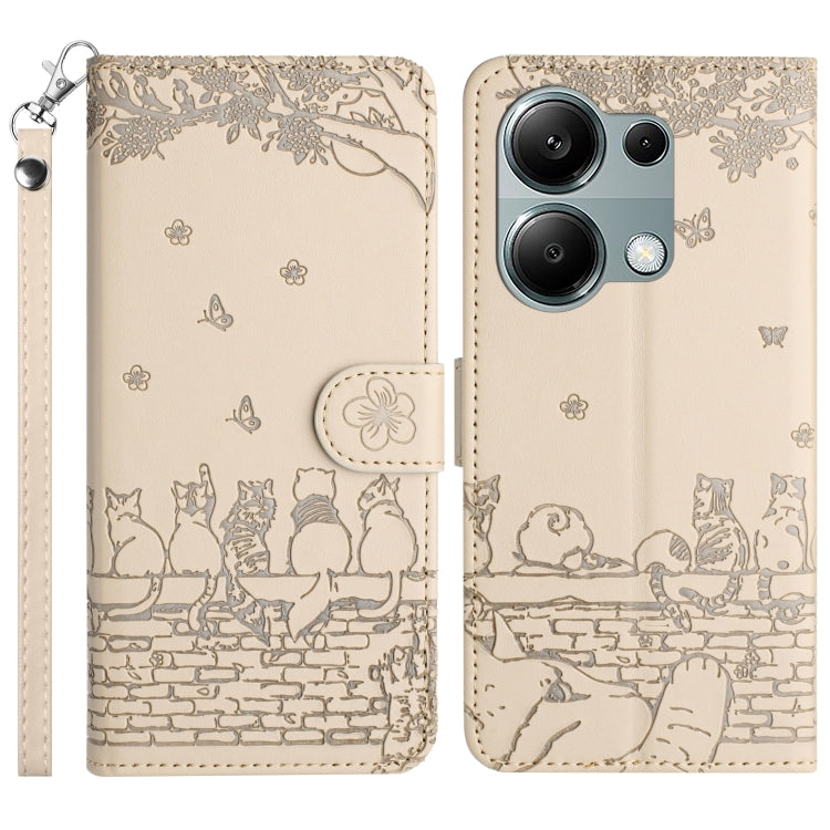 Custodia portafoglio in pelle con motivo gatto per Xiaomi Poco M6