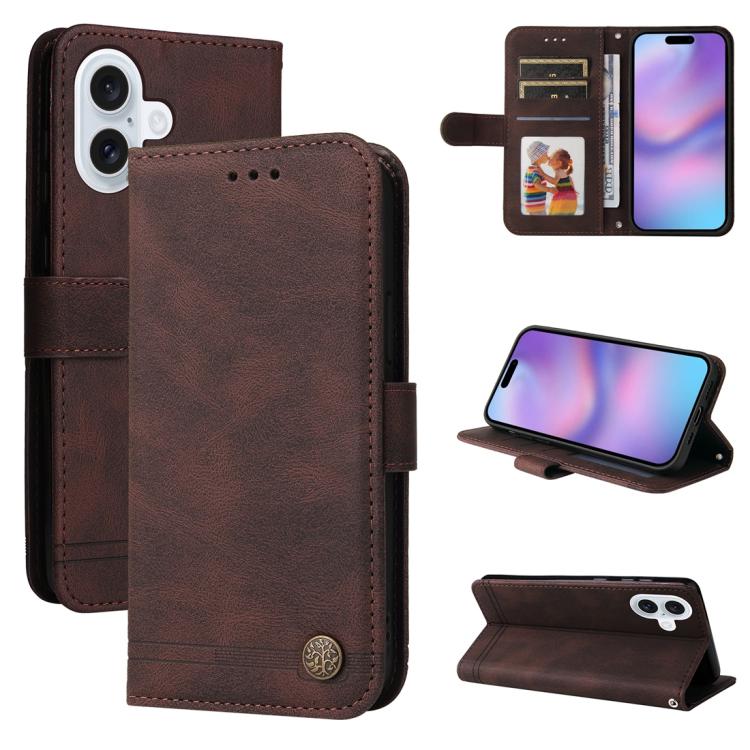 Custodia in pelle Skin Feel per iPhone 16 compatibile