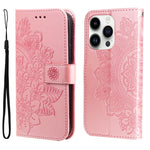Custodia portafoglio in pelle goffrata per iPhone 16