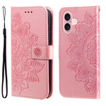 Custodia portafoglio in pelle goffrata per iPhone 16