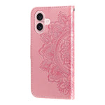 Custodia portafoglio in pelle goffrata per iPhone 16