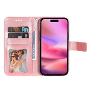 Custodia per telefono in pelle goffrata con fiori a 7 petali, For iPhone 16, For iPhone 15 Pro Max, For iPhone 15 Pro, For iPhone 15 Plus