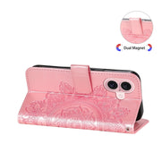 Custodia per telefono in pelle goffrata con fiori a 7 petali, For iPhone 16, For iPhone 15 Pro Max, For iPhone 15 Pro, For iPhone 15 Plus