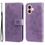 Custodia portafoglio in pelle goffrata per iPhone 16