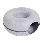 Lettiera rotonda in feltro di lana Lettiera per gatti Tunnel, 50x50x20cm, 60x60x27cm