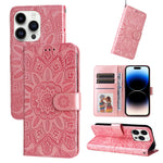 Custodia portafoglio in pelle goffrata per iPhone 15 e 16