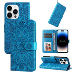 Custodia portafoglio in pelle goffrata per iPhone 15 e 16