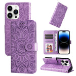 Custodia portafoglio in pelle goffrata per iPhone 15 e 16