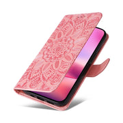 Custodia per telefono in pelle di girasole goffrata, For iPhone 16, For iPhone 15 Pro Max, For iPhone 15 Pro, For iPhone 15 Plus