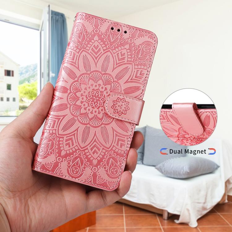 Custodia per telefono in pelle di girasole goffrata, For iPhone 16 Pro Max, For iPhone 16 Pro, For iPhone 16 Plus, For iPhone 16
