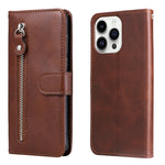 Custodia portafoglio in pelle con cerniera per iPhone 16