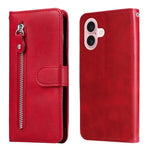Custodia portafoglio in pelle con cerniera per iPhone 16