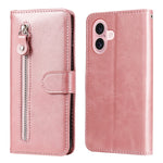 Custodia portafoglio in pelle con cerniera per iPhone 16