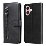 Custodia portafoglio in pelle con cerniera per iPhone 16